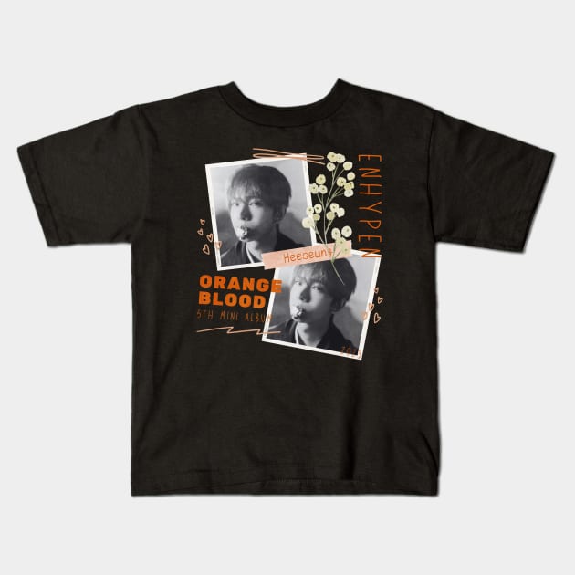 Heeseung ENHYPEN Orange Blood Kids T-Shirt by wennstore